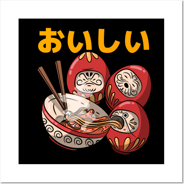 Kawaii Ramen Daruma Dolls Wall Art by Mooxy